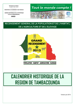Calendrier Historique De La Region De Tambacounda