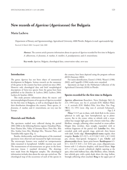 New Records of Agaricus (Agaricaceae) for Bulgaria