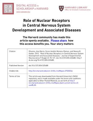 Role of Nuclear Receptors in Central Nervous System Development and Associated Diseases