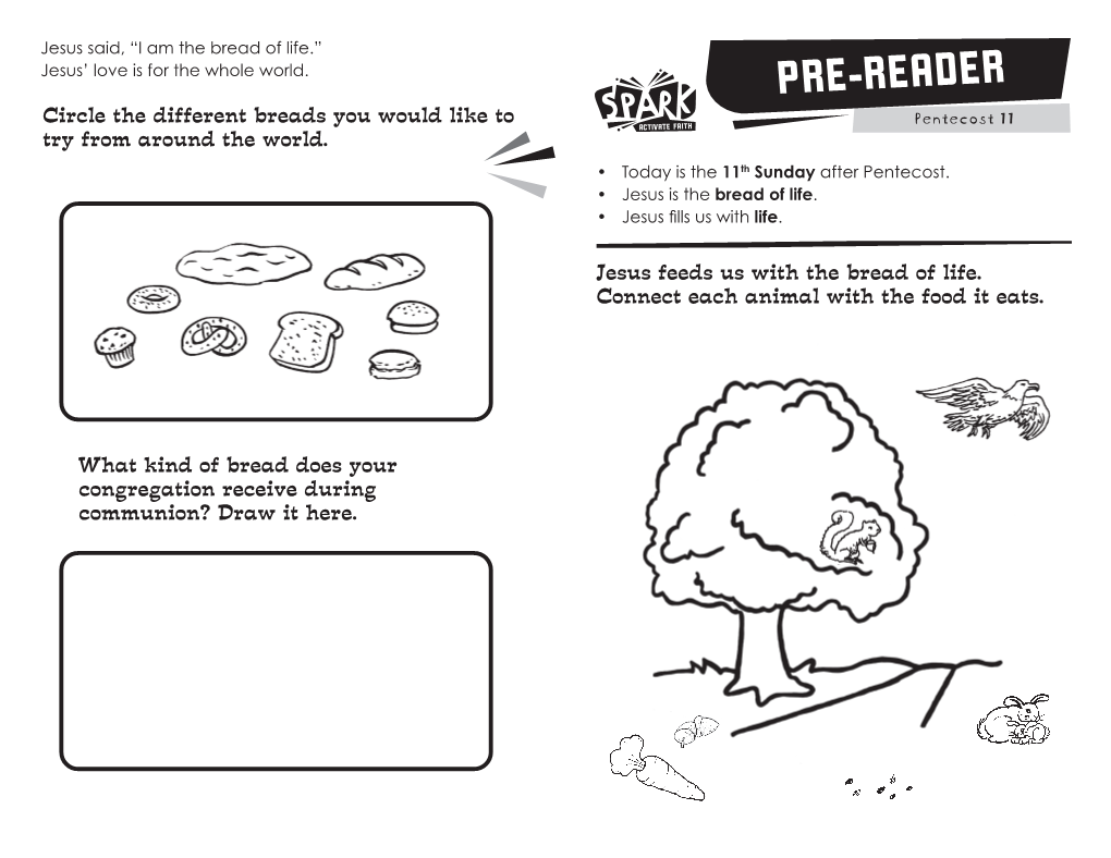 PRE-READER Circle the Different Breads You Would Like to Pentecost 11 Try from Around the World