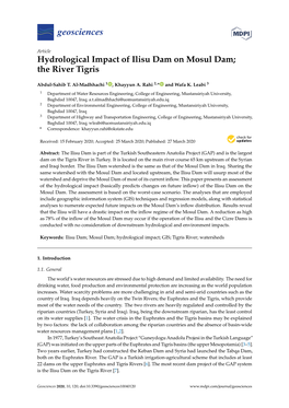 Hydrological Impact of Ilisu Dam on Mosul Dam; the River Tigris