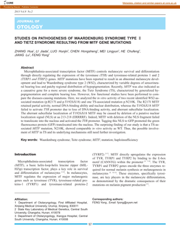 Studies on Pathogenesis of Waardenburg Syndrome Type II