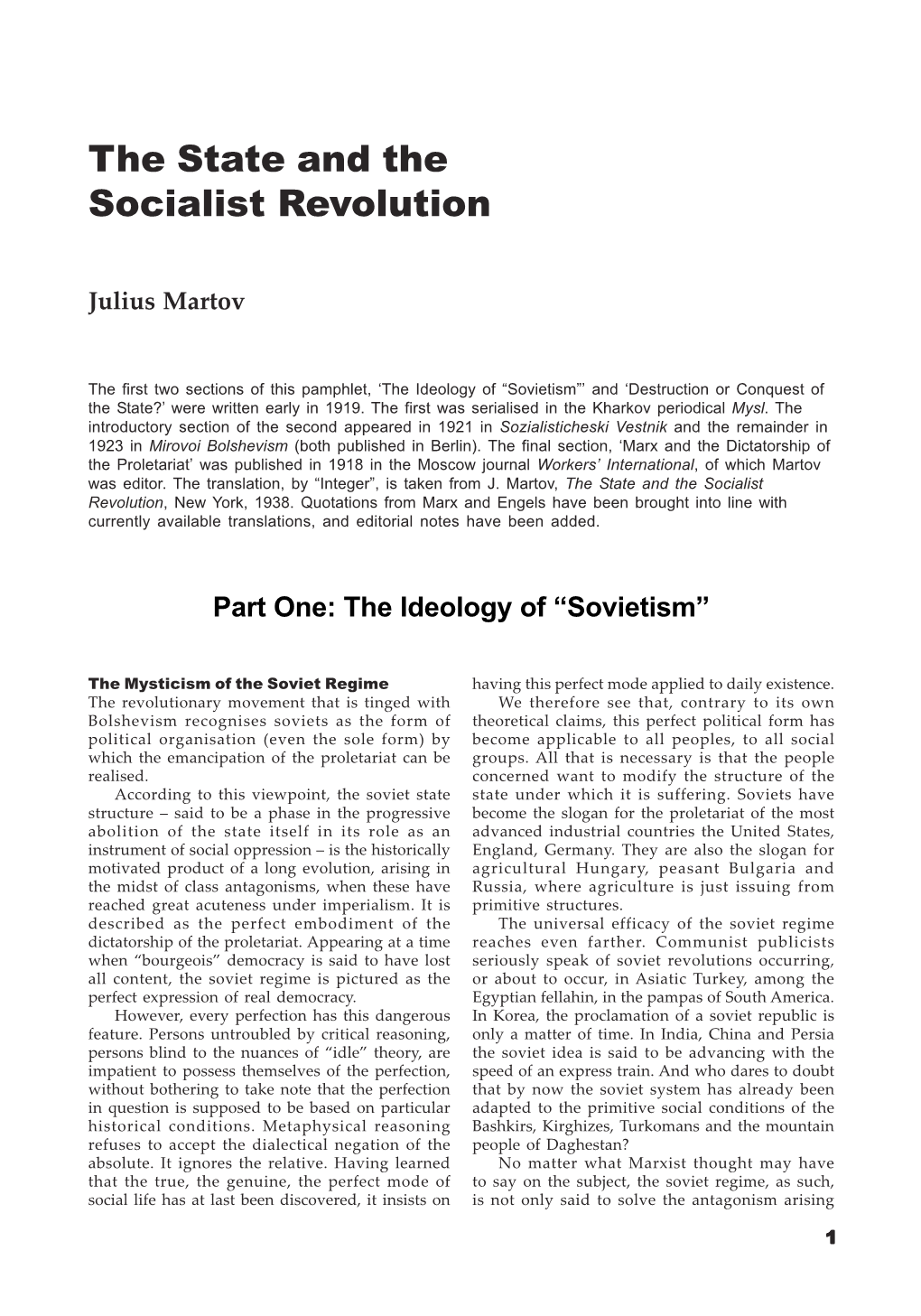 The State and the Socialist Revolution