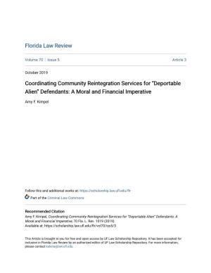 Coordinating Community Reintegration Services for “Deportable Alien” Defendants: a Moral and Financial Imperative