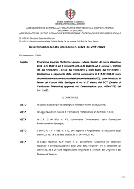 Determinazione N.4485 Protocollo N. 53121 Del 27/11/2020