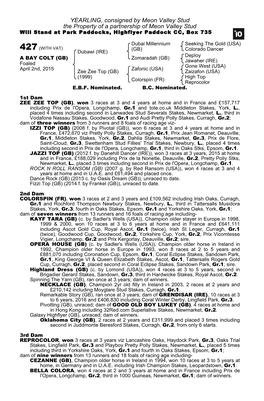 YEARLING, Consigned by Meon Valley Stud the Property of a Partnership of Meon Valley Stud Will Stand at Park Paddocks, Highflyer Paddock CC, Box 735