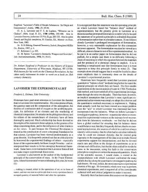 24 Bull. Hist. Chem. 5 (1989) LAVOISIER the EXPERIMENTALIST