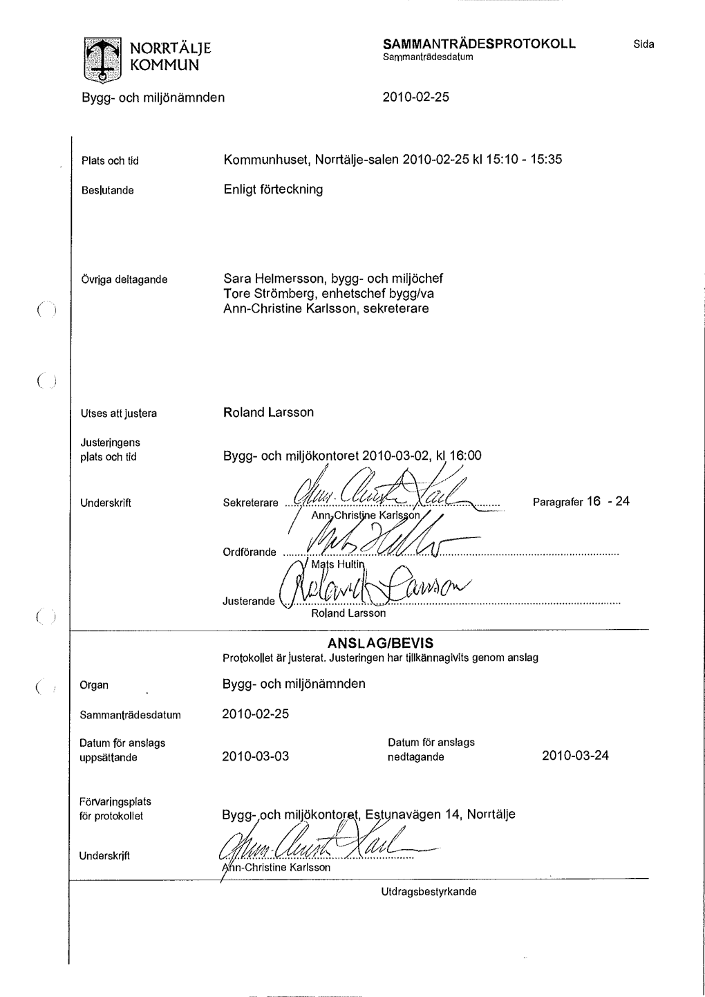 NORRTÄLJE KOMMUN Bygg