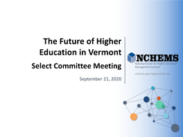 The Future of Higher Education in Vermont