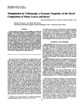 Manipulation by Tridemorph, a Systemic Fungicide, of The