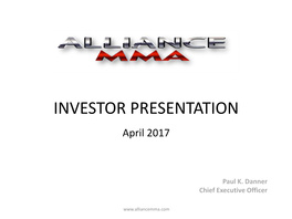 INVESTOR PRESENTATION April 2017