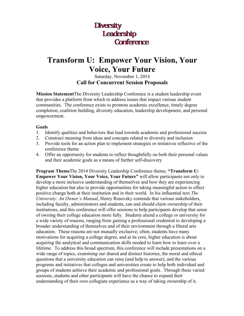 Transform U: Empower Your Vision, Your Voice, Your Future