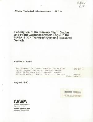 Description of the Primary Flight Display and Flight Guidance System Logic in the NASA B-737 Transport Systems Research Vehicle