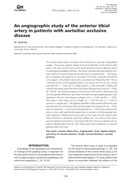 An Angiographic Study of the Anterior Tibial Artery in Patients with Aortoiliac Occlusive Disease