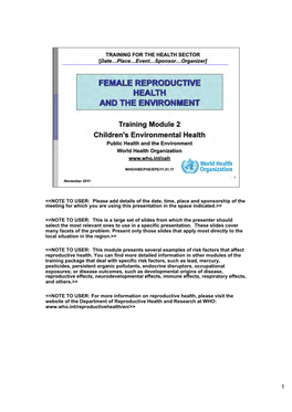 Female Reproductive Health and Environment Rev May 2020