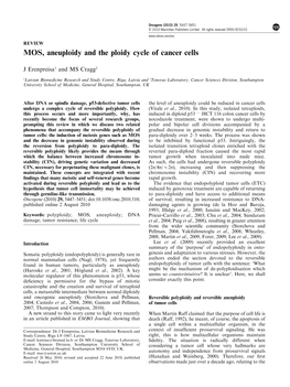 MOS, Aneuploidy and the Ploidy Cycle of Cancer Cells