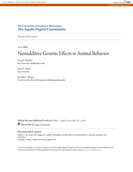 Nonadditive Genetic Effects in Animal Behavior Lisa M