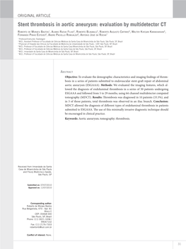 Stent Thrombosis in Aortic Aneurysm: Evaluation by Multidetector CT