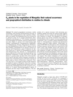 C Plants in the Vegetation of Mongolia: Their Natural Occurrence