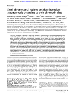 Small Chromosomal Regions Position Themselves Autonomously According to Their Chromatin Class