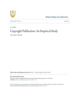 Copyright Publication: an Empirical Study Deborah R