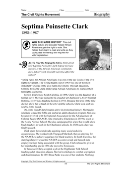 Septima Poinsette Clark 1898–1987