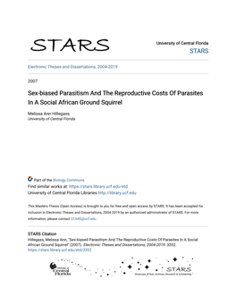 Sex-Biased Parasitism and the Reproductive Costs of Parasites in a Social African Ground Squirrel