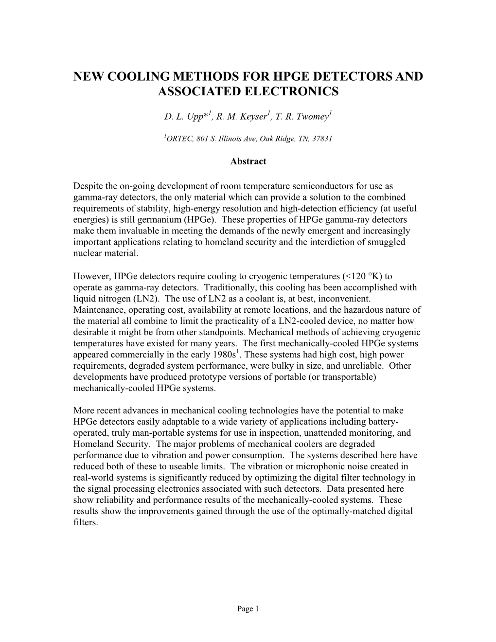 New Cooling Methods for Hpge Detectors and Associated Electronics