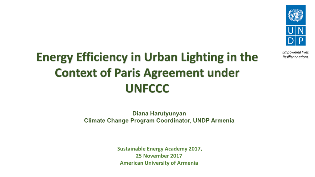 Energy Efficiency in Urban Lighting in the Context of Paris Agreement Under UNFCCC