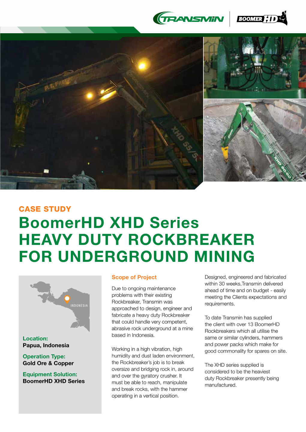 Boomerhd XHD Series HEAVY DUTY ROCKBREAKER for UNDERGROUND MINING