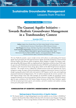 The Guarani Aquifer Initiative – Towards Realistic Groundwater Management in a Transboundary Context