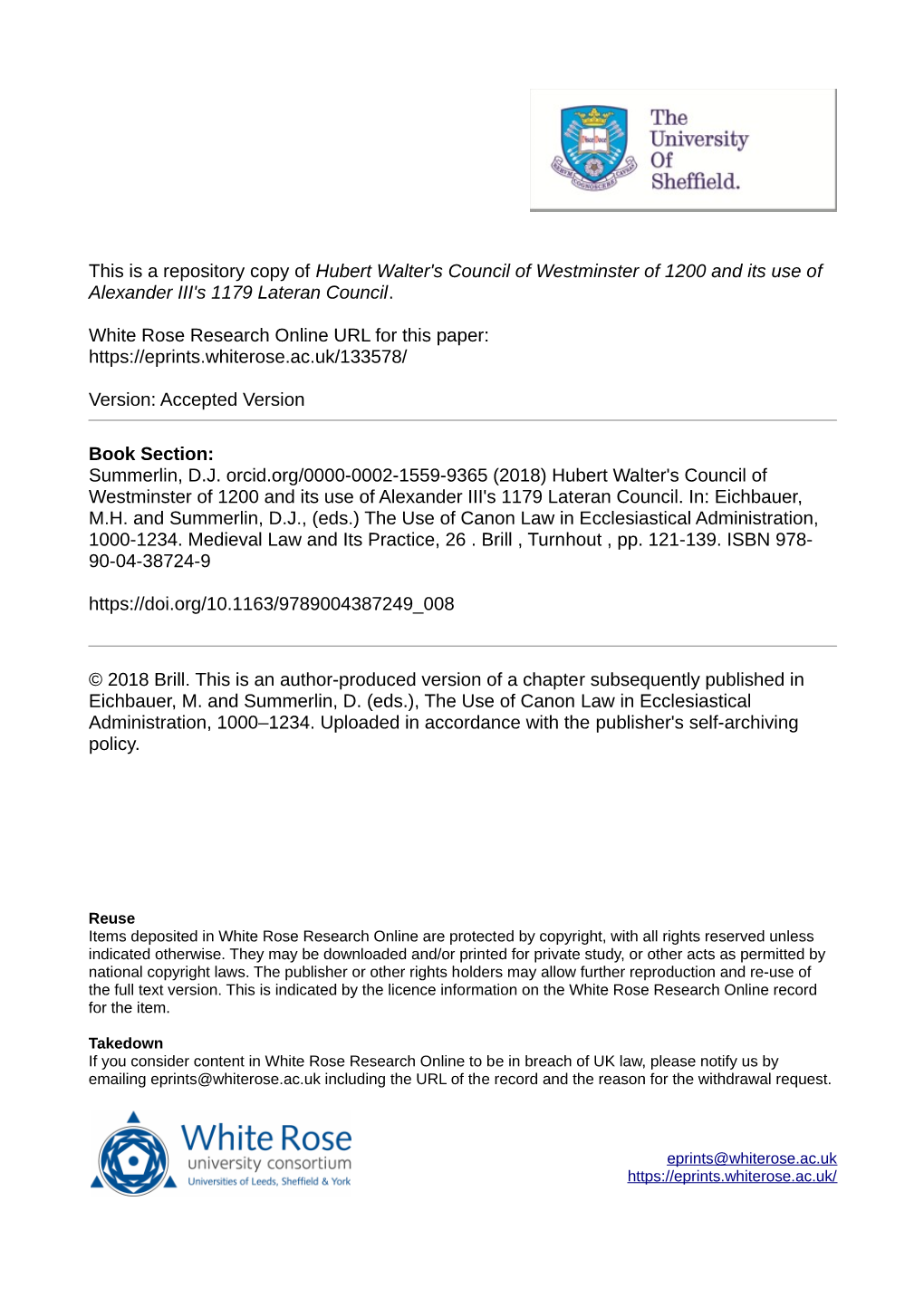 Hubert Walter's Council of Westminster of 1200 and Its Use of Alexander III's 1179 Lateran Council