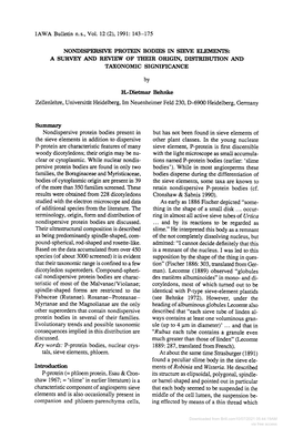 Nondispersive Protein Bodies in Sieve Elements: a Survey and Review of Their Origin, Distribution and Taxonomic Significance