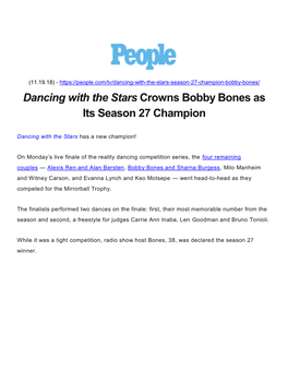 Dancing with the Stars Crowns Bobby Bones As Its Season 27 Champion