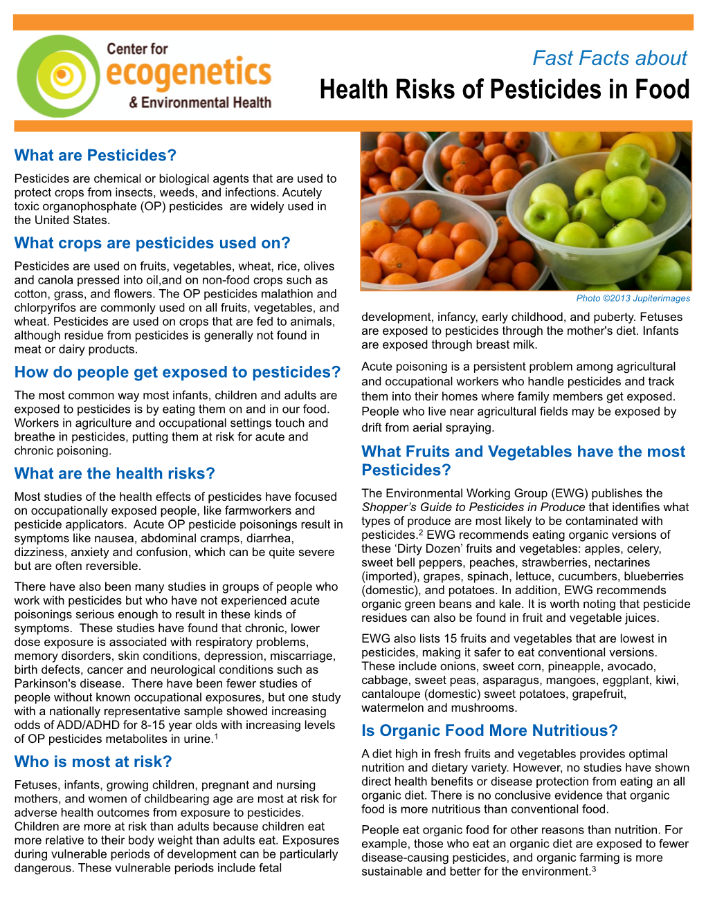 Health Risks of Pesticides in Food