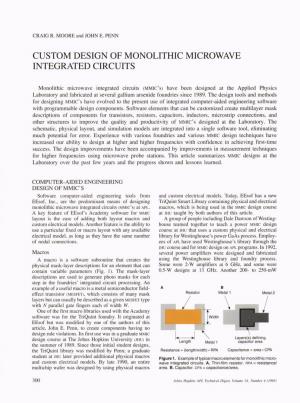 Custom Design of Monolithic Microwave Integrated Circuits