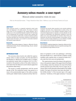 Acessory Soleus Muscle: a Case Report Músculo Solear Acessório: Relato De Caso