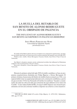 La Huella Del Retablo De San Benito De Alonso Berruguete En El Obispado De Palencia