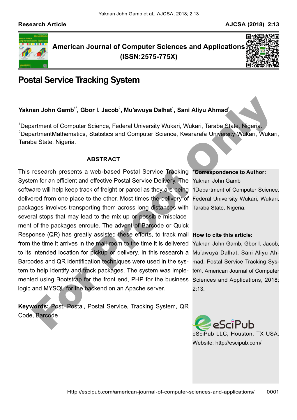Postal Service Tracking System