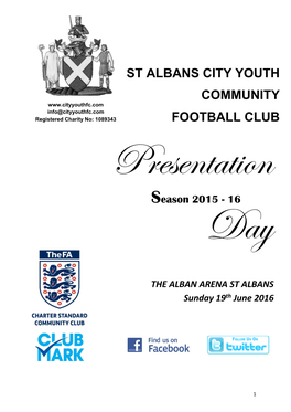 St Albans City Youth Community Football Club - Registered Charity Number: 1089343