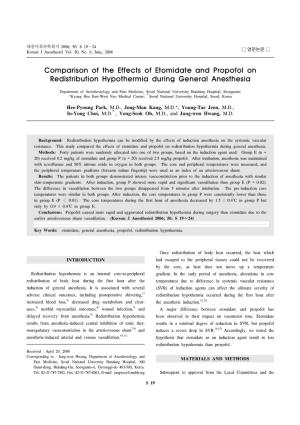 Comparison of the Effects of Etomidate and Propofol on Redistribution Hypothermia During General Anesthesia