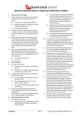 Qantas Standard Agency Terms and Conditions (‘Terms’)