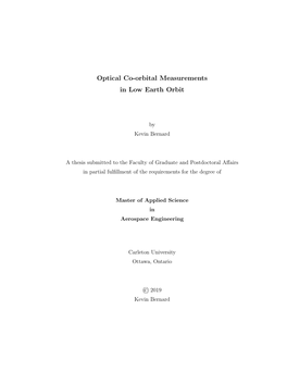 Optical Co-Orbital Measurements in Low Earth Orbit