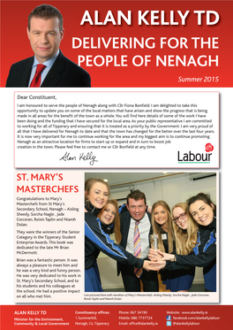 ALAN KELLY TD DELIVERING for the PEOPLE of NENAGH Summer 2015