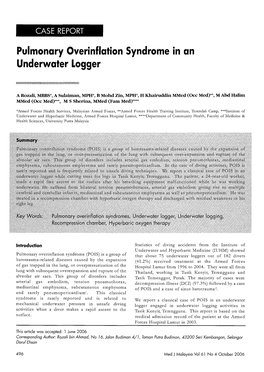 Pulmonary Overinflation Syndrome in an Underwater Logger
