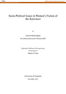 Socio-Political Issues in Women's Fiction of the Reformasi
