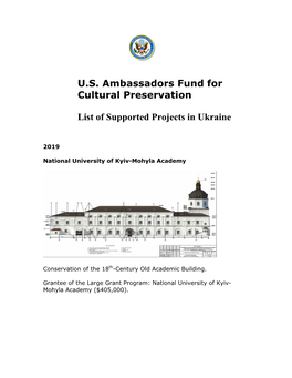 U.S. Ambassadors Fund for Cultural Preservation List of Supported