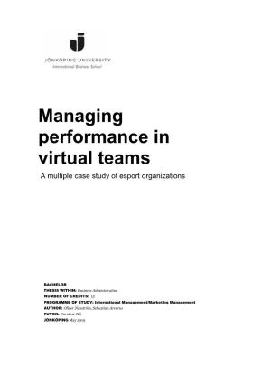 Managing Performance in Virtual Teams