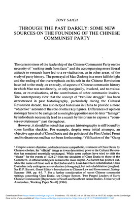 Some New Sources on the Founding of the Chinese Communist Party