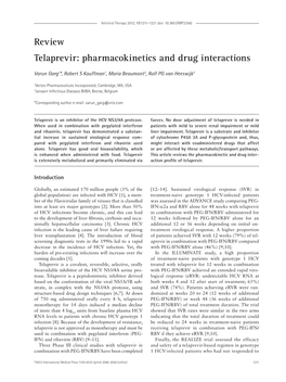 Review Telaprevir: Pharmacokinetics and Drug Interactions